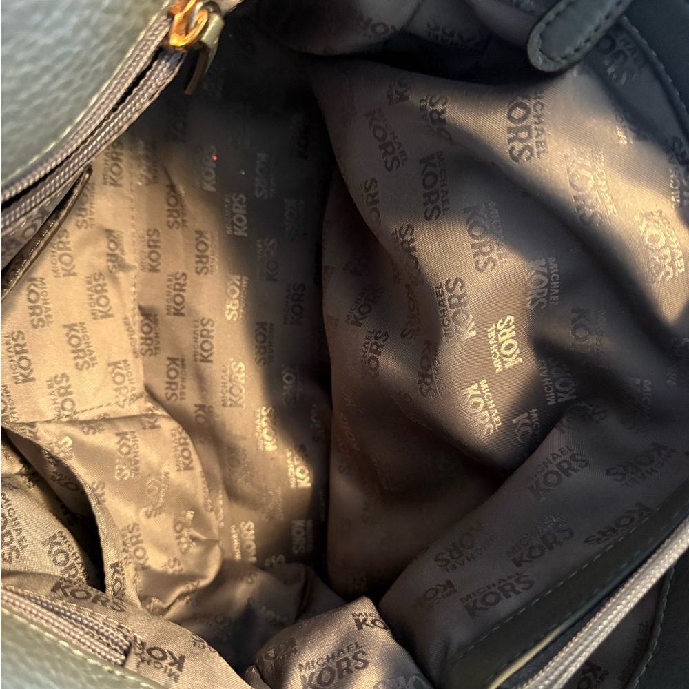Michael Kors Gray Pebbled Leather Satchel w/ Gold Hardware - Picture 5 of 6